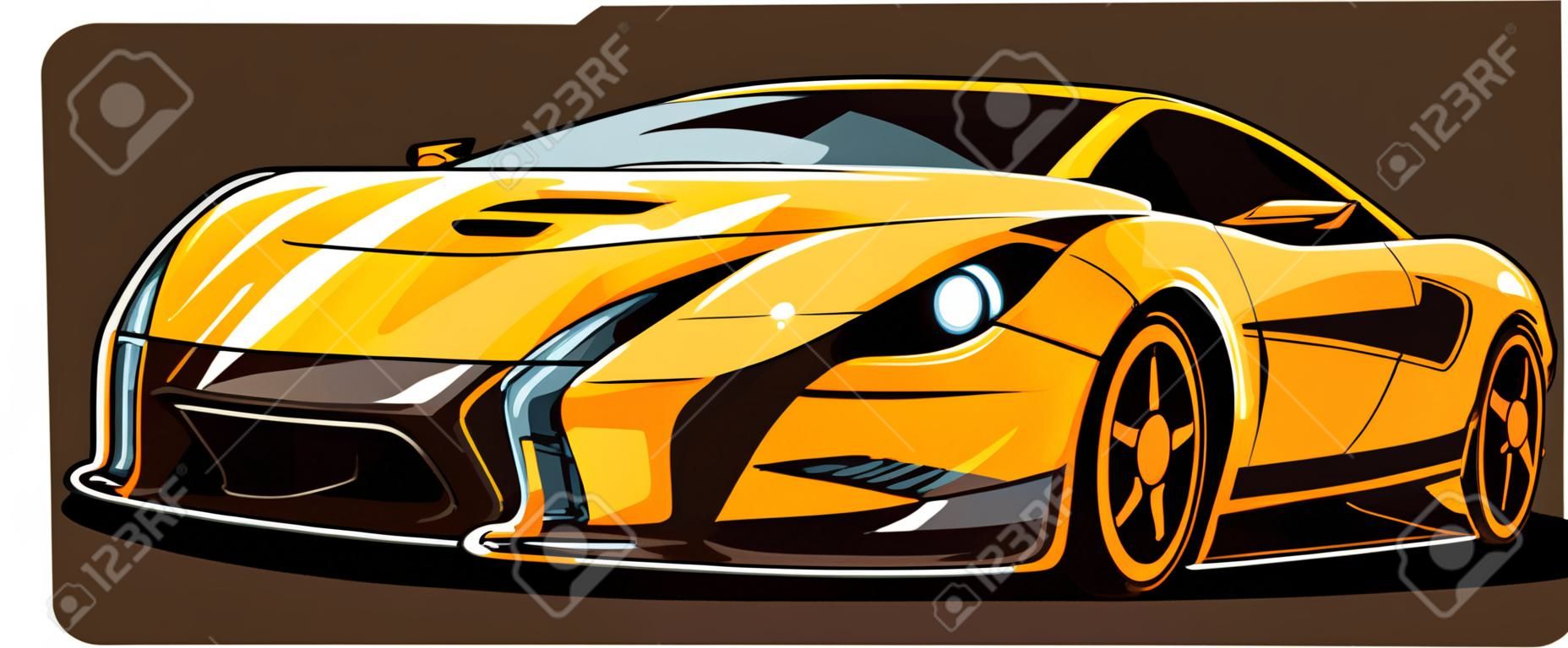 Urban Elegance in Vector Black Car Artistry Set Against City Skylines Vector Illustration of a Muscular Black Car Ideal for Auto Enthusiasts