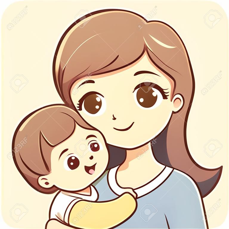 Nurturing Motherly Affection Vector BlissBlissful Maternal Scenes Vector Illustration