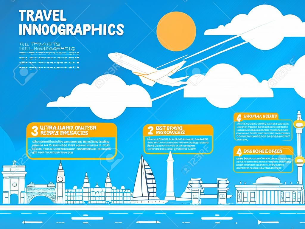 旅遊信息圖表，標誌性建築和交通