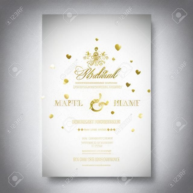 cartão de casamento bonito com ilustração vetorial de design de luxo