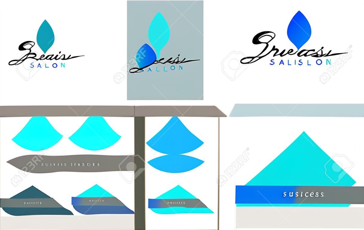 Салон красоты Логотип, бизнес Дизайн и Брошюра Card