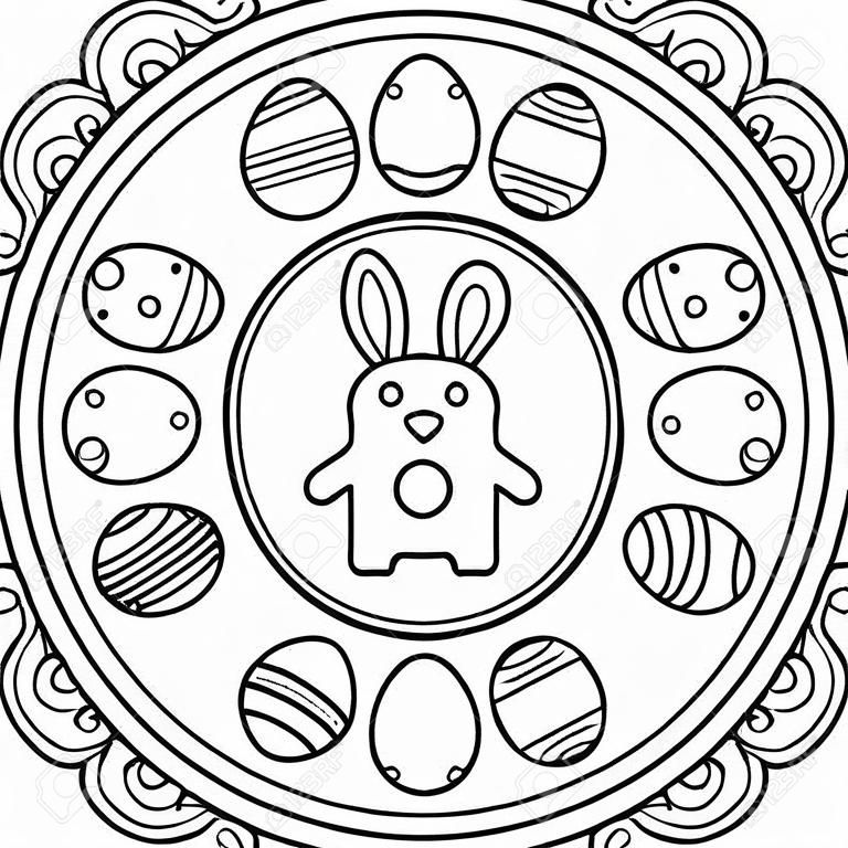 Easter mandala. Coloring page. Vector illustration.