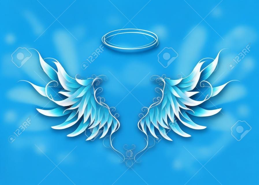 Lekkie artystyczne niebieskie skrzydła anioła.