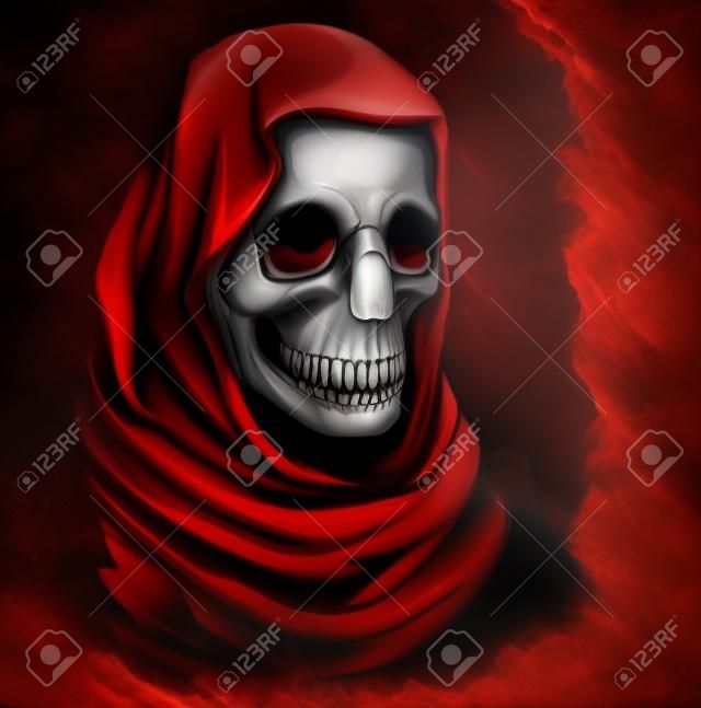 Grim reaper in red robe portrait