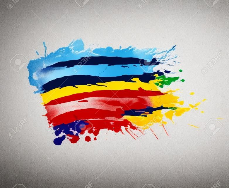 Drapeau de la Catalogne fait de projections colorées