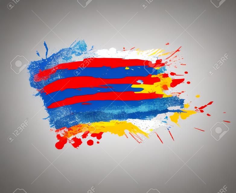 Vlag van Catalonië gemaakt van kleurrijke spatten