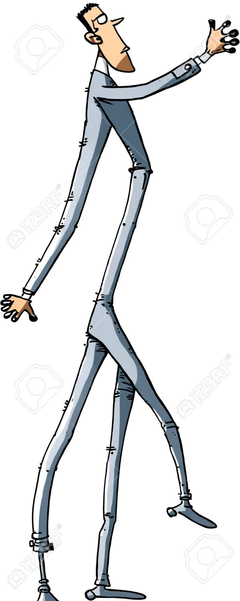Cartoon człowiek z bardzo długimi nogami.