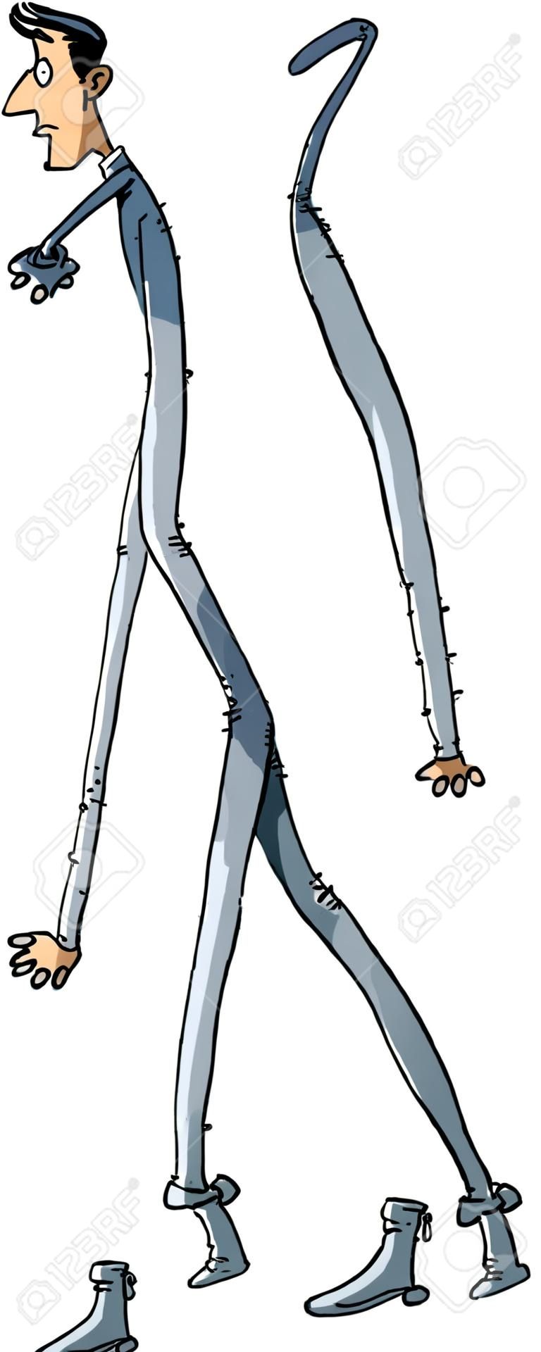 Cartoon człowiek z bardzo długimi nogami.