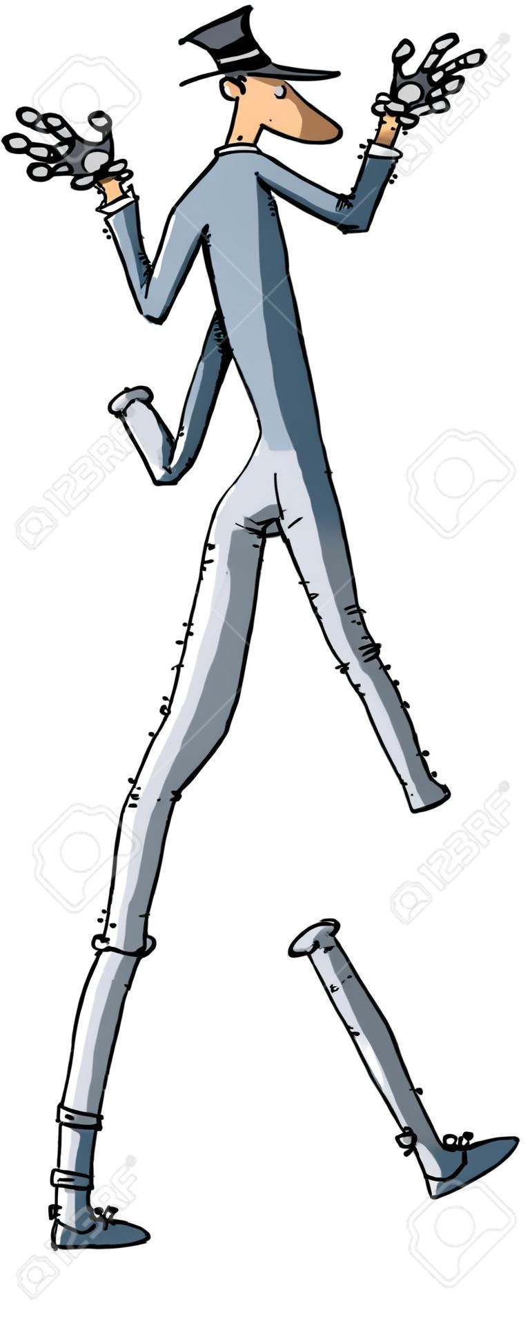 Un hombre de dibujos animados con las piernas muy largas.