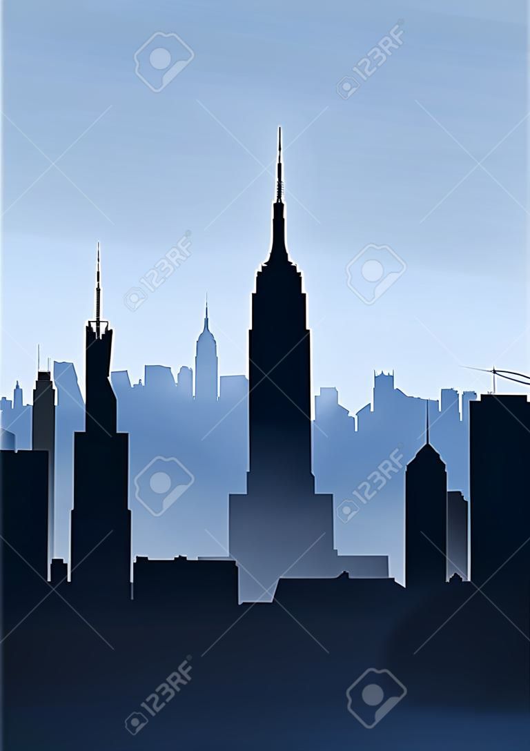 Skyline sziluettje New York, USA.