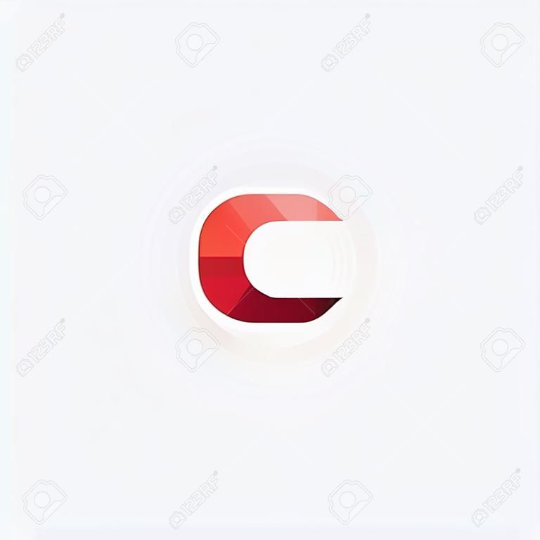 elemento de diseño de signo de icono de letra c geométrica roja