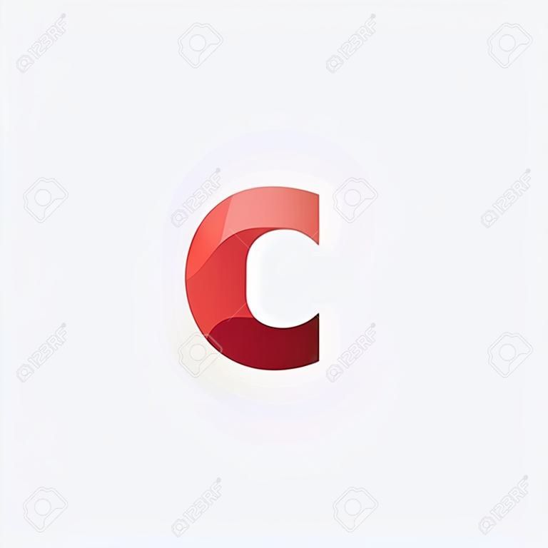 elemento de diseño de signo de icono de letra c geométrica roja