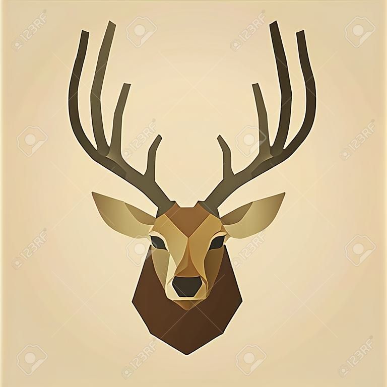 鹿頭像，多邊形圖