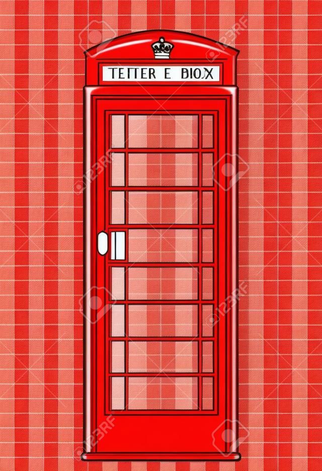 전통적인 빨간 런던 전화 상자, 상세한 벡터