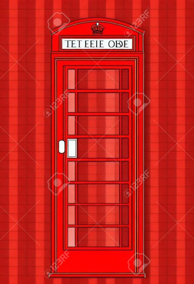 Traditioneel rood Londen telefooncel, gedetailleerde vector