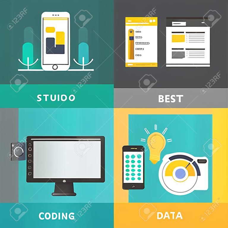 Website user interface design, web page coding and programming, mobile apps development, branding identity and data visualization. 