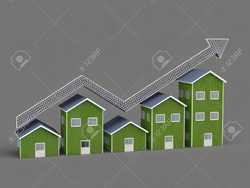 Рост диаграмма над домов 3d