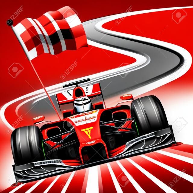 Formel 1 Red Car auf der Rennstrecke
