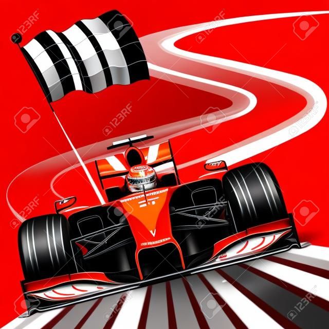 Formula 1 Red Car on Race Track