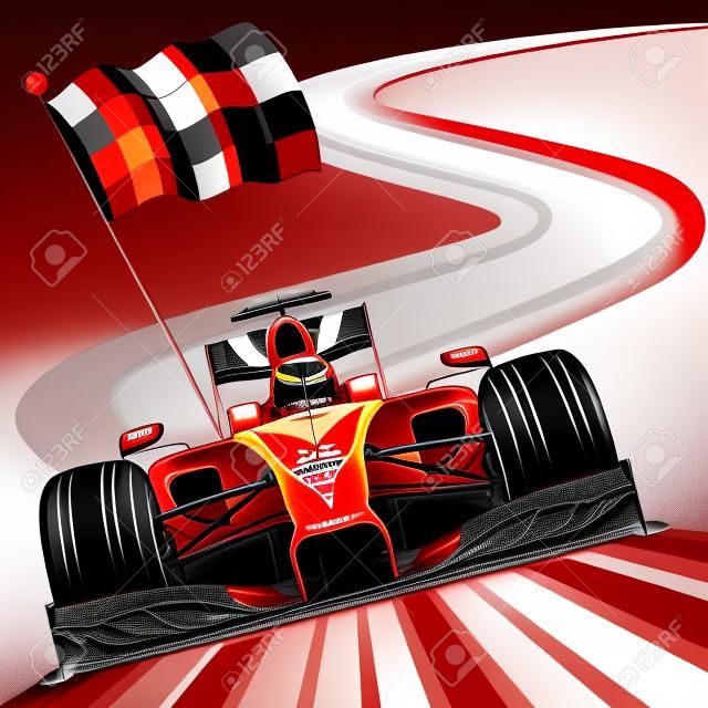 Yarış Pisti'ne Formula 1 Kırmızı Araba