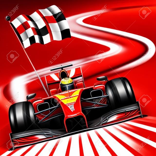 Formule 1 Red Car on Race Track