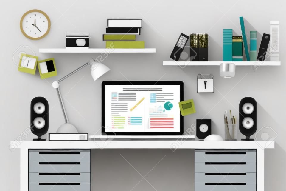 Home office desk - flat design