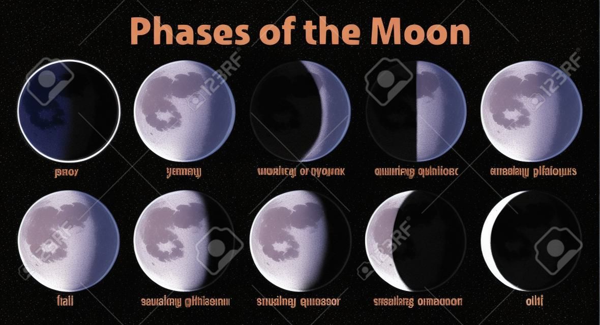 Illustration der Phasen des Mondes