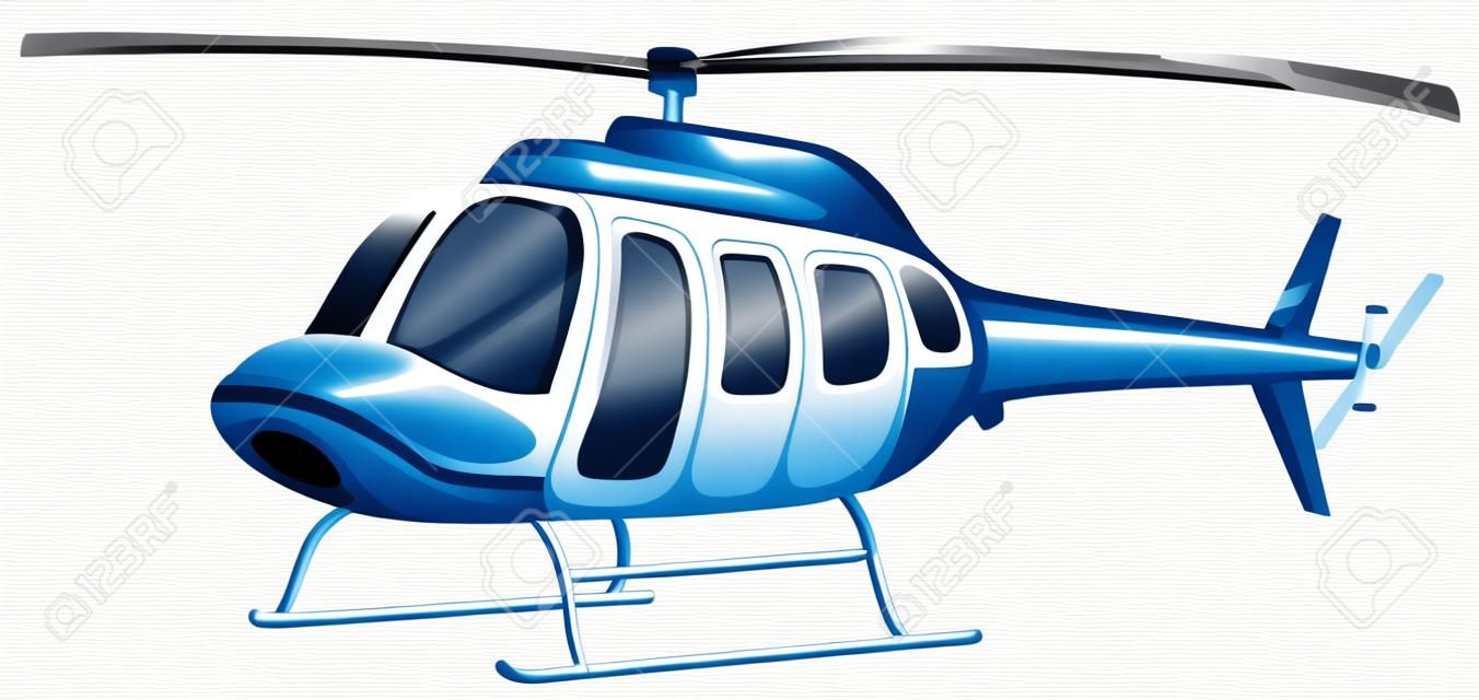 直升机在白色背景上飞行的插图