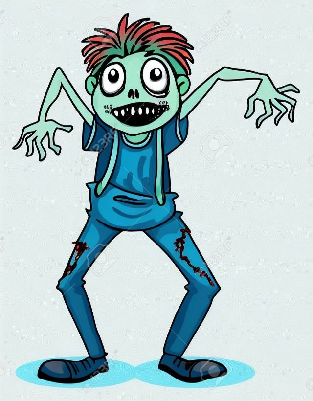 Illustration of a dancing zombie on a white background