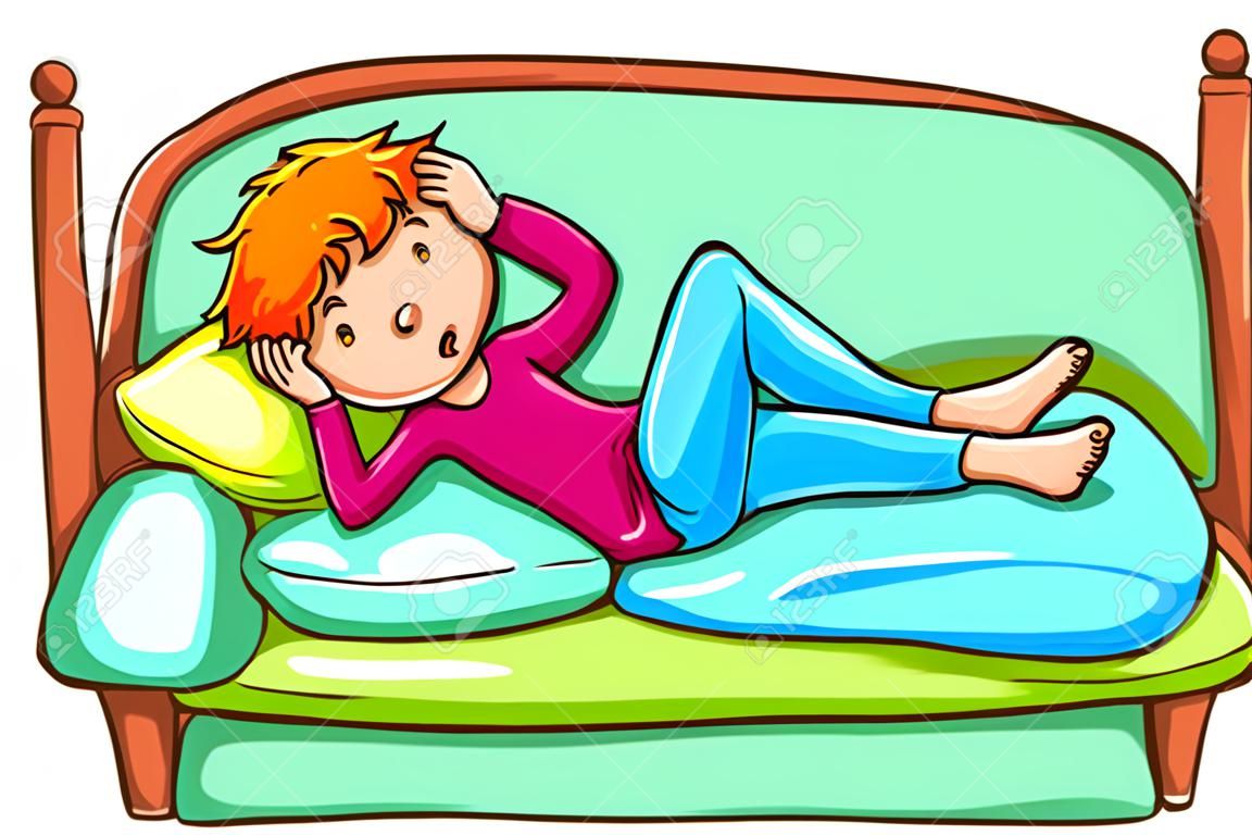 Illustration of a coloured sketch of a lazy boy on a white background