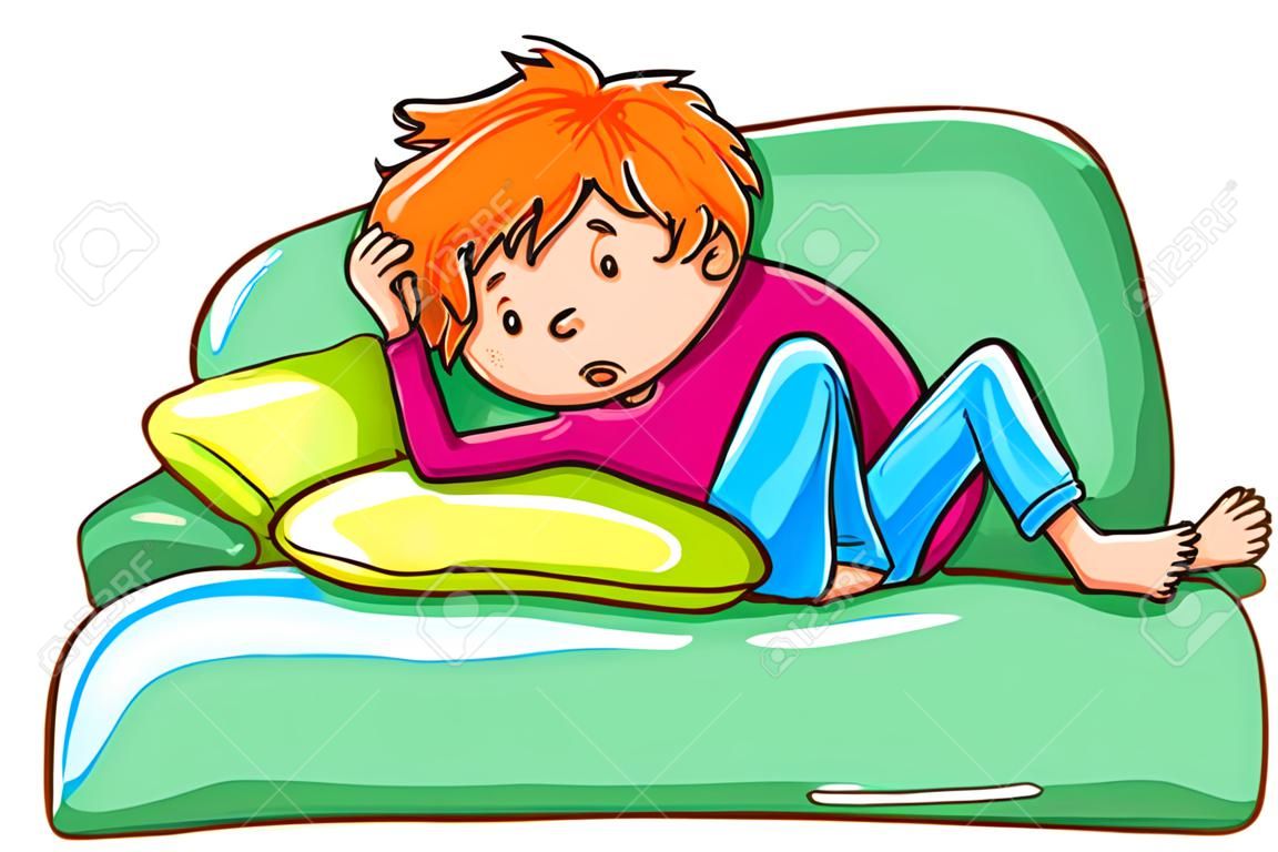 Illustration of a coloured sketch of a lazy boy on a white background