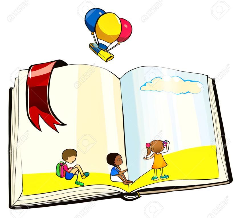 Otwarta książka z dziećmi wzorów