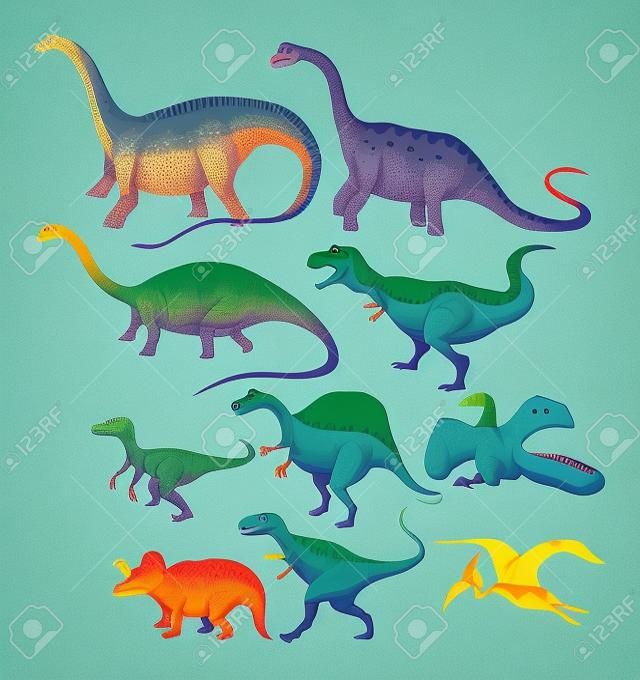 Verschillende type dinosaurussen illustratie