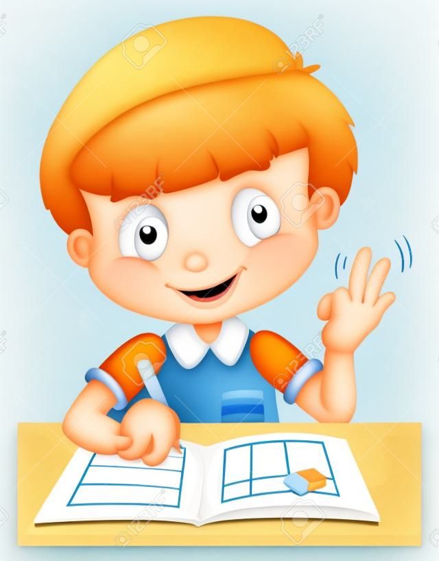 Little boy counting with fingers illustration