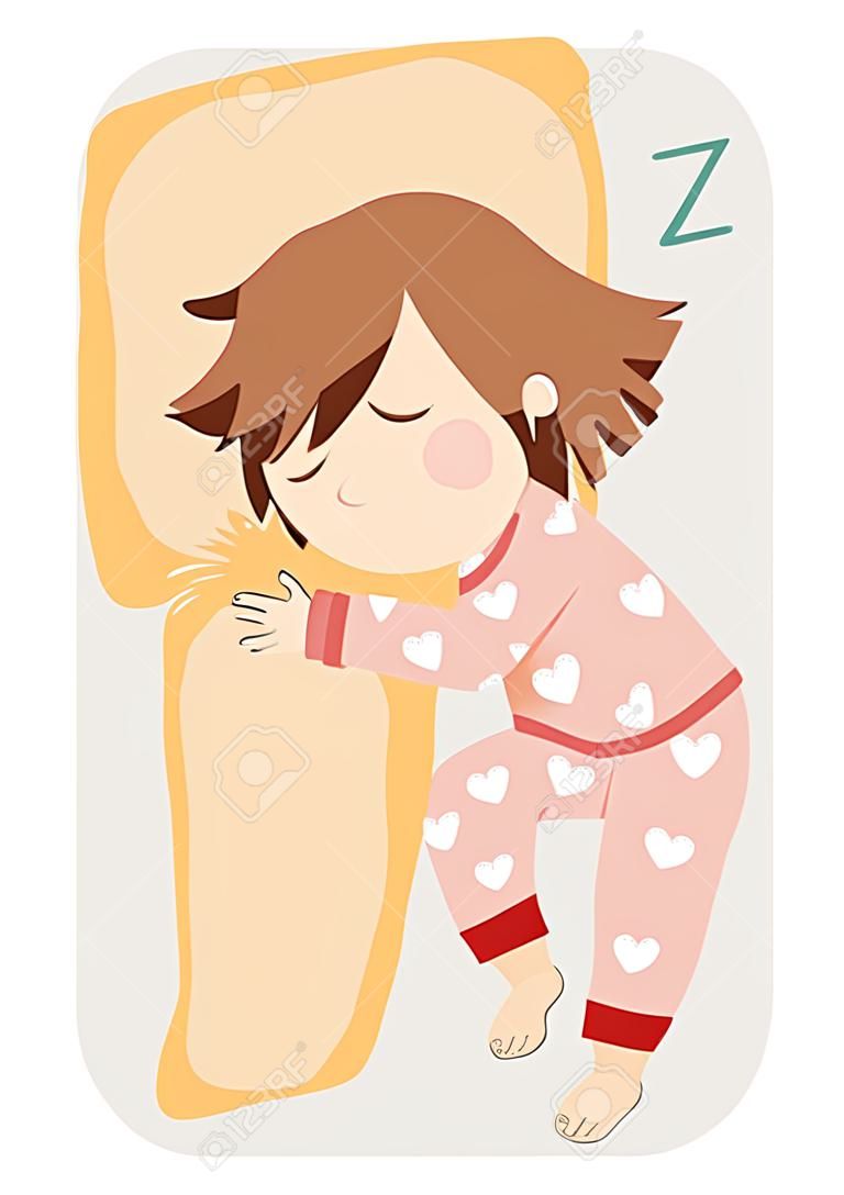Fille en pyjama dormir seule illustration