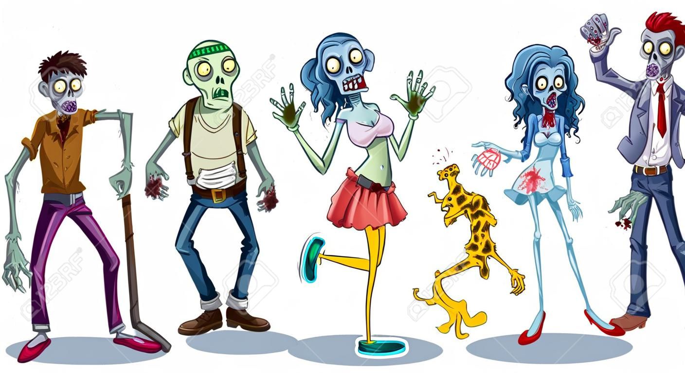 carácter diferente de zombies ilustración