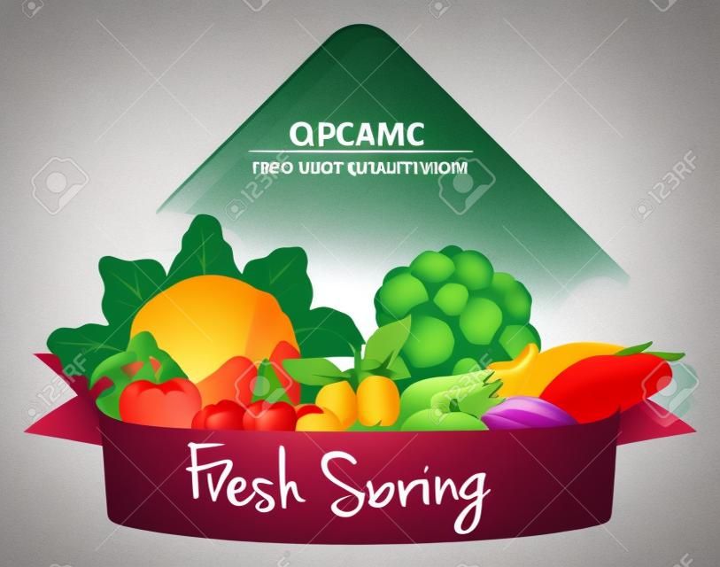Logo design met veel groenten illustratie