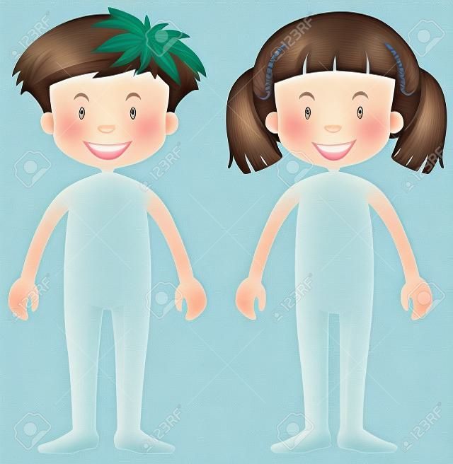 男孩和女孩的插圖的身體部位