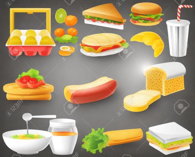 Yemekler resimde farklı tipteki Gıda seti