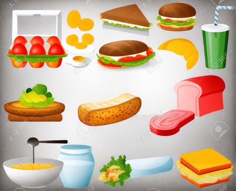 Yemekler resimde farklı tipteki Gıda seti