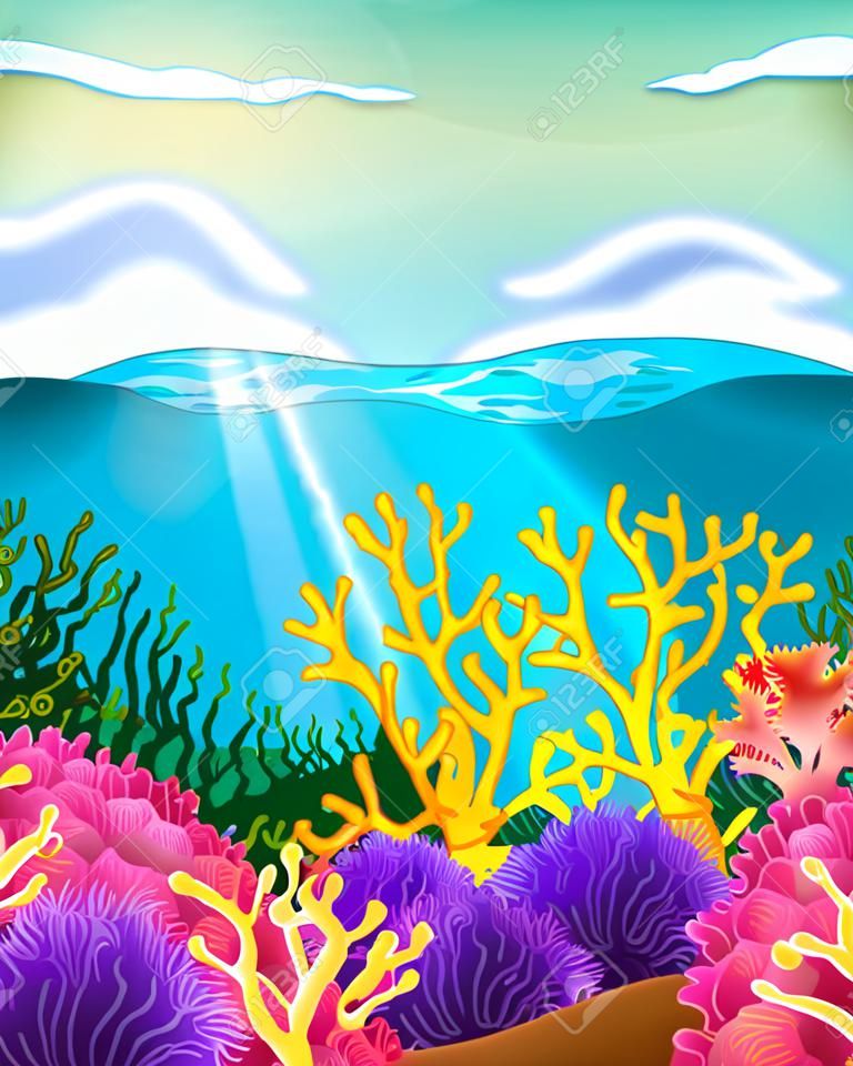 Barriera corallina sotto l'illustrazione mare