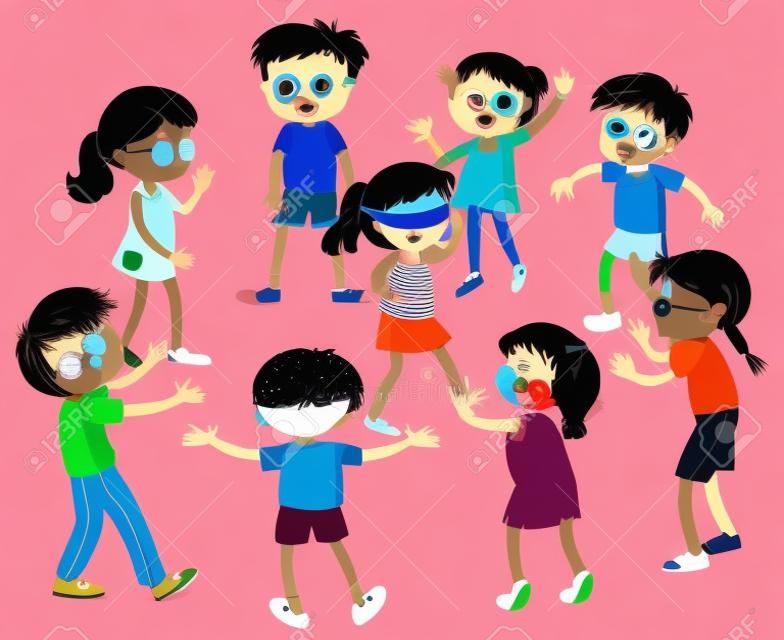 Kids playing blind folded illustration