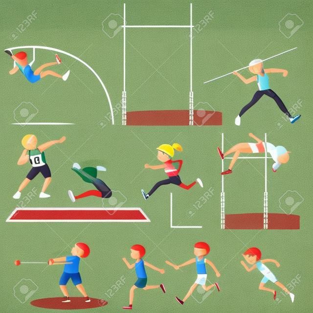 Différents types de sports d'athlétisme illustration