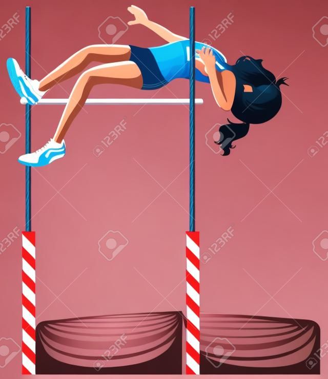 Female athlete doing high jump illustration