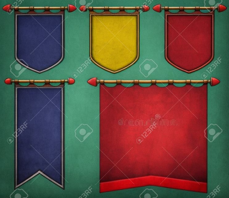 Medieval flagi w różnych kolorach ilustracji