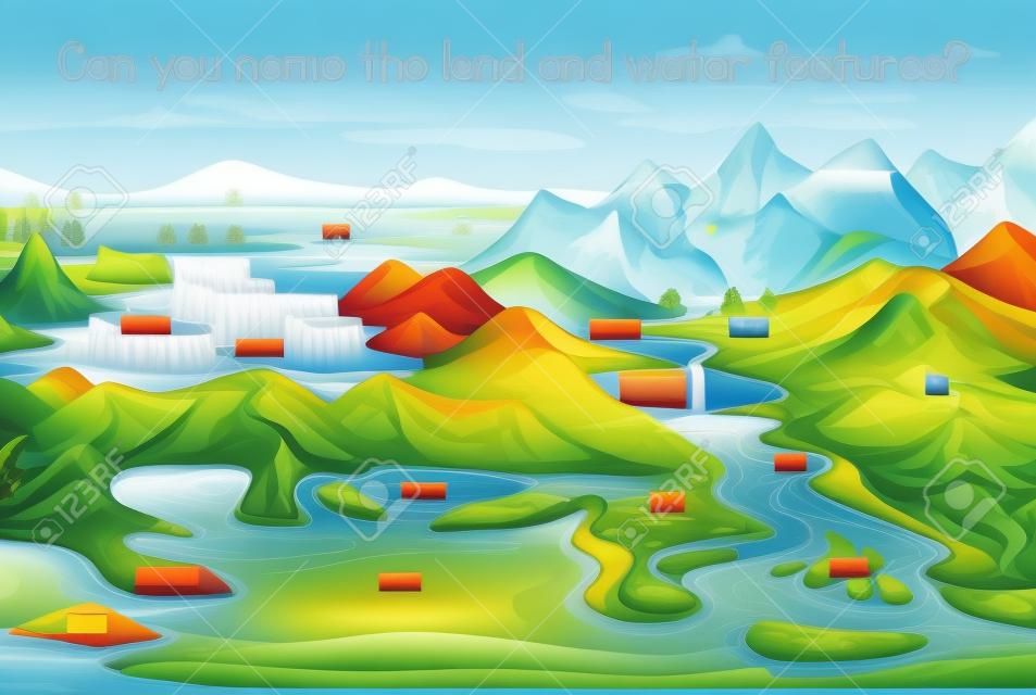 Landscape with geographical nature surface illustration