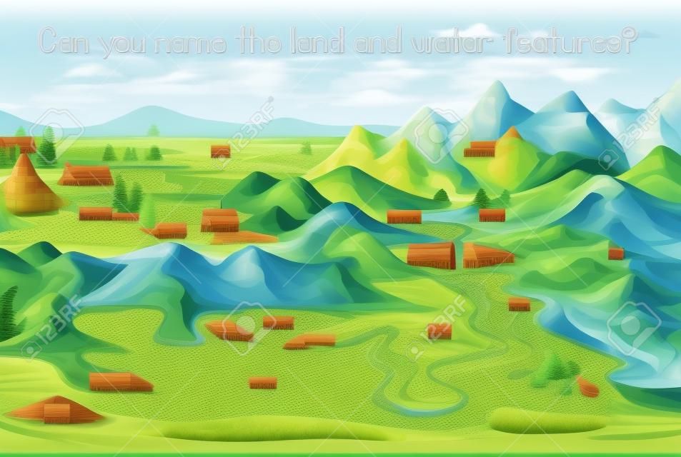 Landscape with geographical nature surface illustration