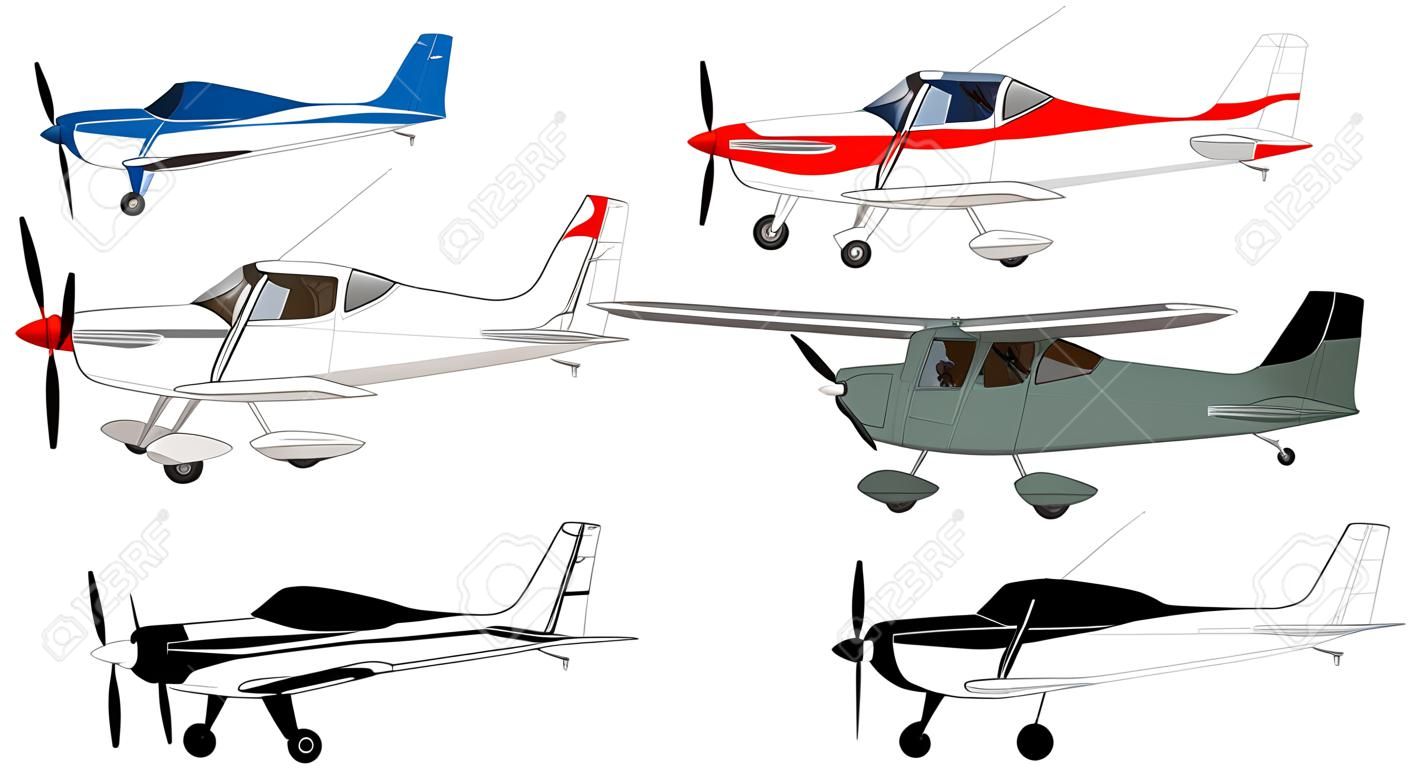 Seitenansicht der Illustration eines Leichtflugzeugs