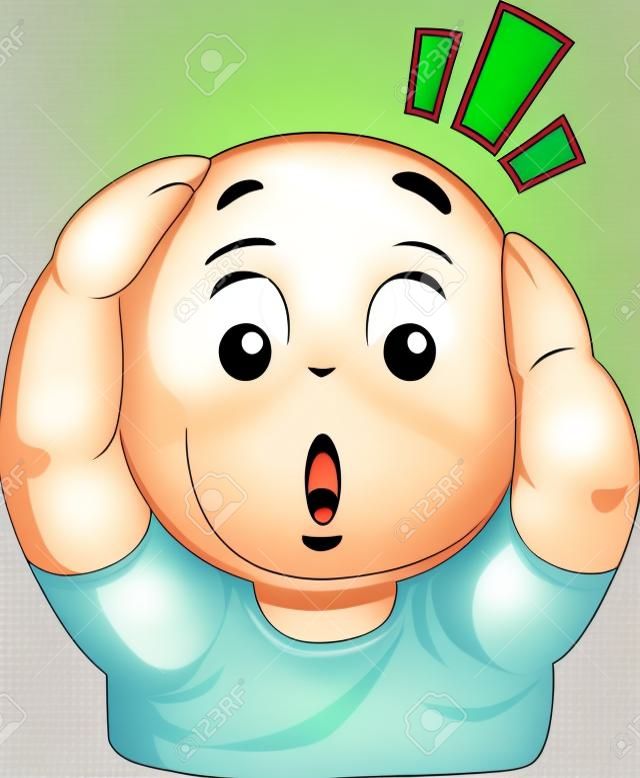 Cartoon of Funny Bald Kid