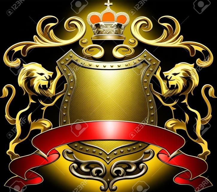 Heraldischer Löwe Schild-Kamm Silhouette